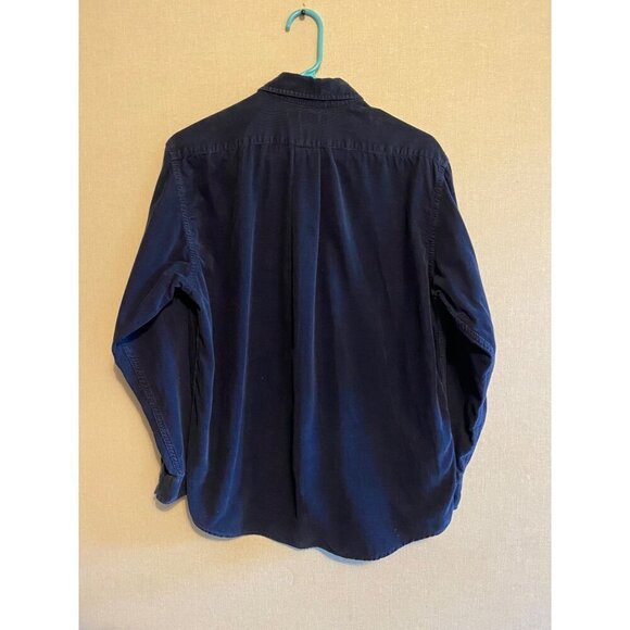 Women's Teenie Weenie Navy Blue Long Sleeved Button Up Corduroy Logo Pocket Shir - Picture 4 of 5